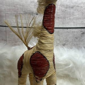 Giraffe Folk‎ Art Rattan Bamboo Straw Hand Painted Animal Sculpture
